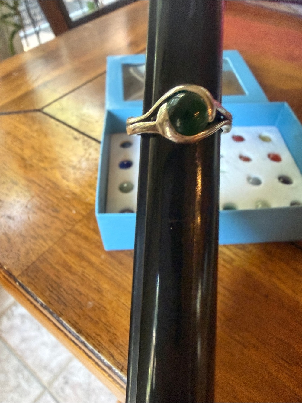 Sterling Silver Interchangeable Green Gem Ring - Picture 3 of 8